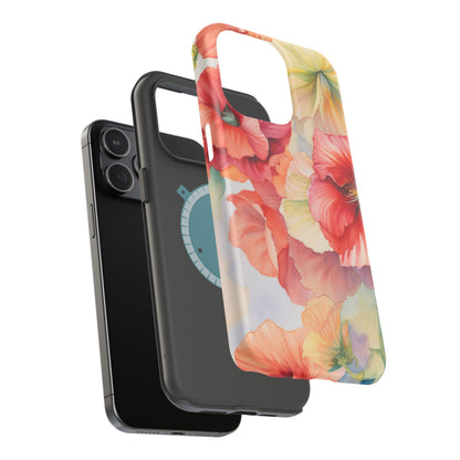 Gumamela Blush Pink Watercolor Floral – MagSafe Compatible iPhone Case