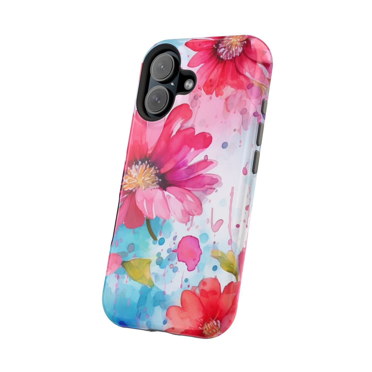 Vibrant Watercolor Red & Pink Floral - MagSafe iPhone Case