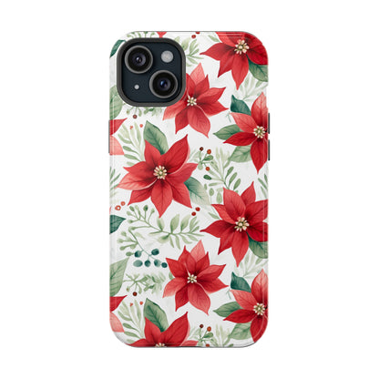 Festive Poinsettia Holiday Pattern – MagSafe iPhone Series Case