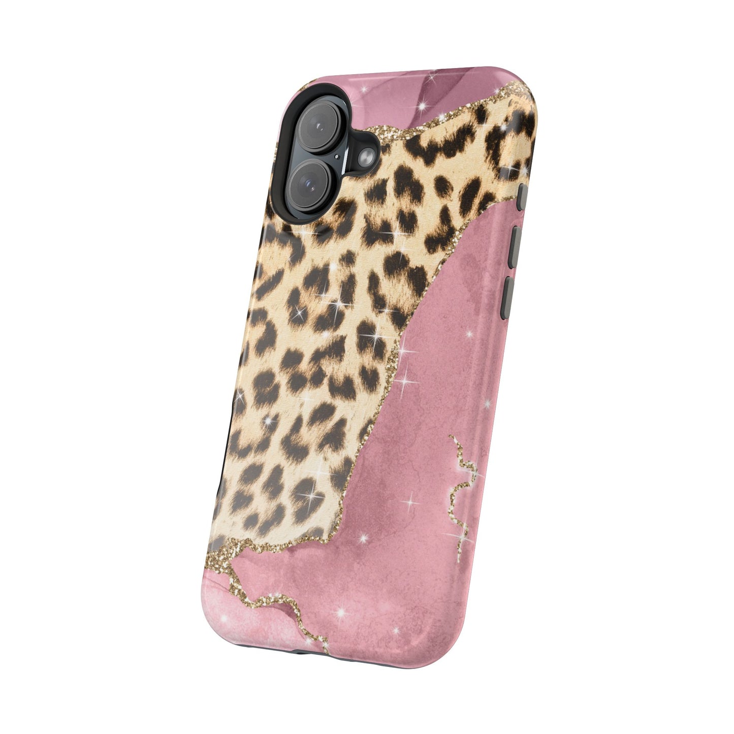 Pink Glam Leopard - MagSafe iPhone Series Case with Glitter Accents