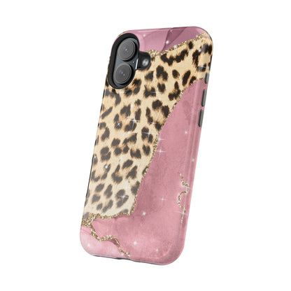 Pink Glam Leopard - MagSafe iPhone Series Case with Glitter Accents