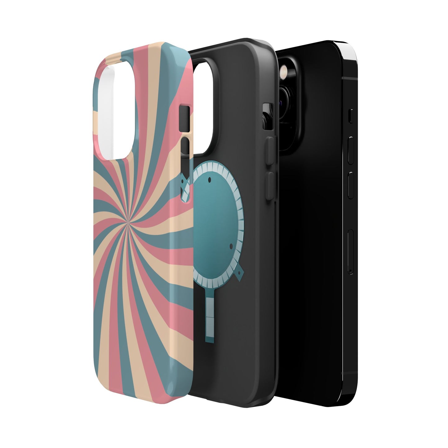 Vintage Pastel Swirl MagSafe iPhone Case – Dual-Layer Protection with 70s-Inspired Design