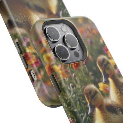 Charming Ducklings in Floral Garden - MagSafe iPhone Case