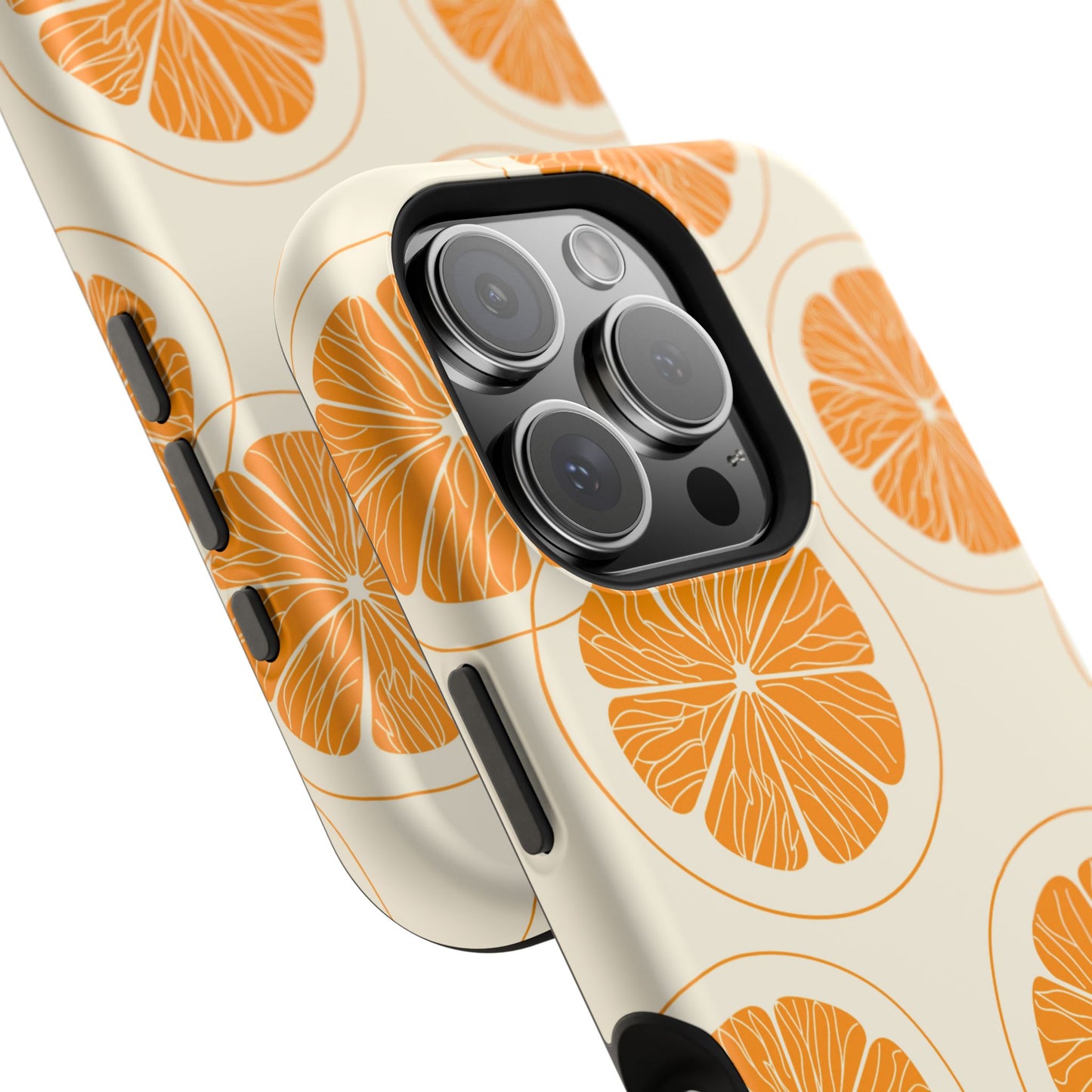 Citrus Burst Pattern Tough MagSafe iPhone Case – Bold Orange Design, Shockproof Protection