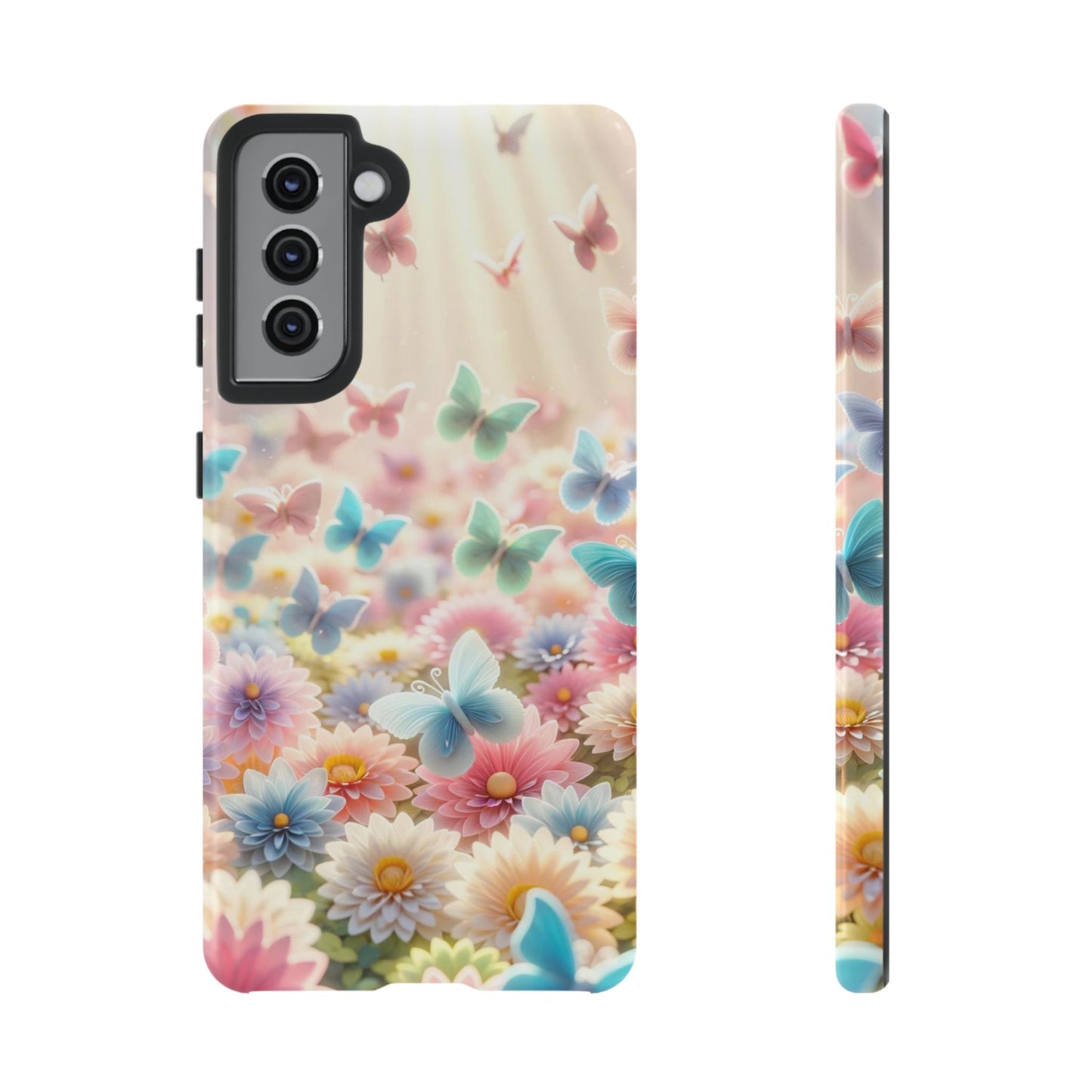 Butterfly Blossom Samsung Case - Pastel Floral Protective Cover