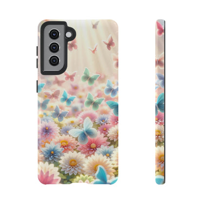 Butterfly Blossom Samsung Case - Pastel Floral Protective Cover