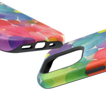 Rainbow Bloom Watercolor MagSafe iPhone Case – Slim Design, Glossy Finish