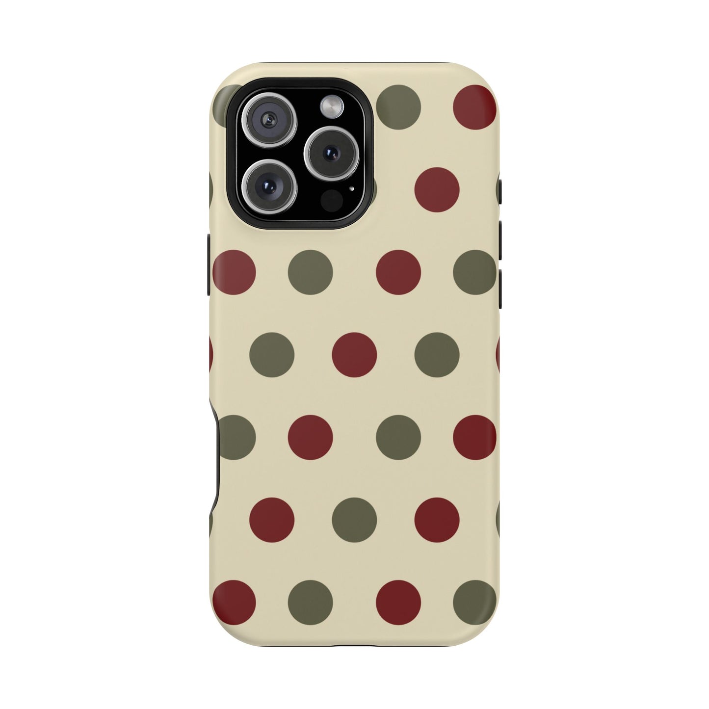 Red & Green Polka Dots on Cream – MagSafe iPhone Case