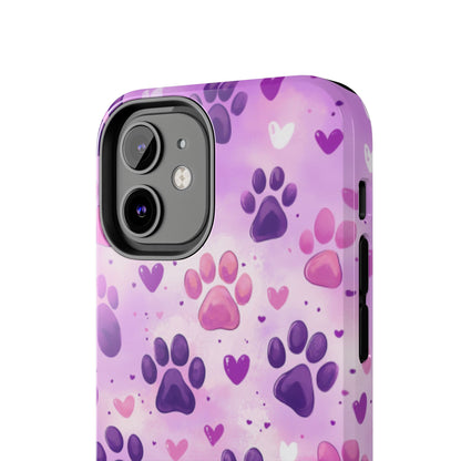 Purple Paw Print iPhone Case - Cute Pet-Themed Protective Cover