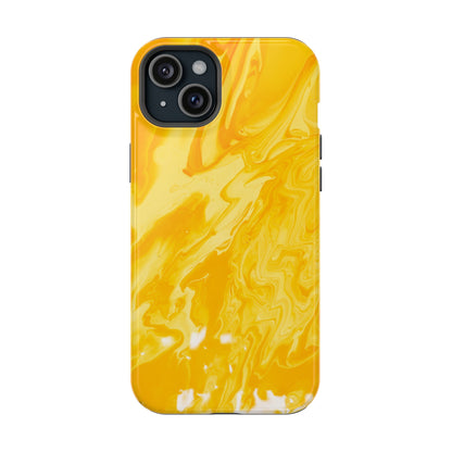 Luxe Yellow Marble MagSafe iPhone Case – Bold Golden Elegance with Magnetic Precision