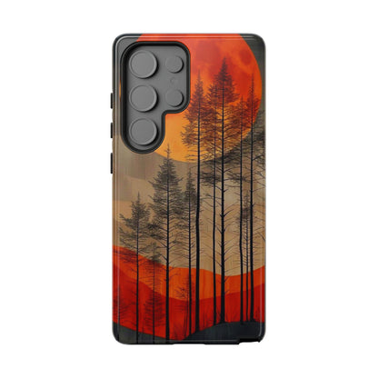 Moody Forest Moonrise Samsung Galaxy Case – Dark Landscape Design, Dual-Layer Protection