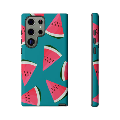 Watermelon Bliss Samsung Galaxy Case – Vibrant Summer Fruit Design on Teal Background