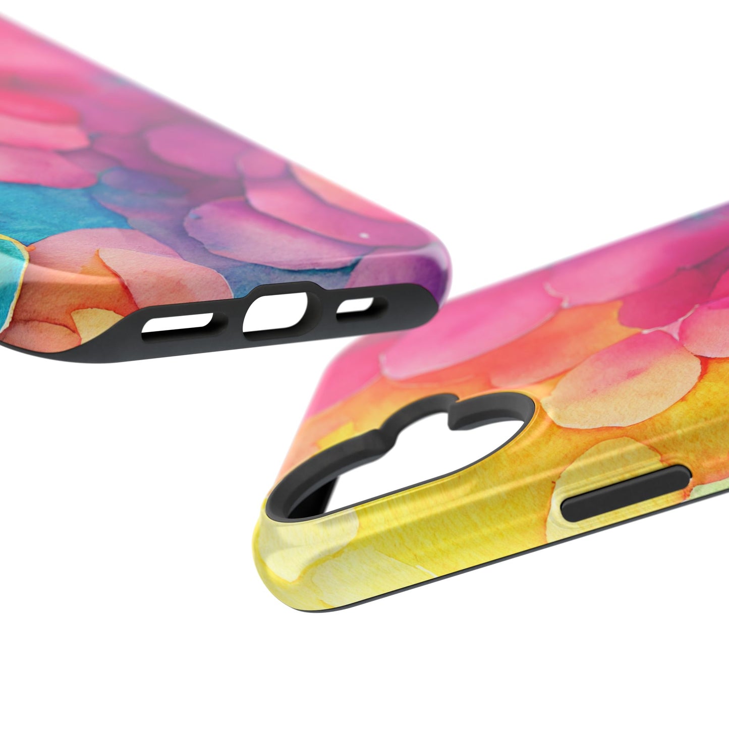 Sunset Petals Watercolor MagSafe iPhone Case – Slim Design, Glossy Finish