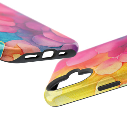 Sunset Petals Watercolor MagSafe iPhone Case – Slim Design, Glossy Finish