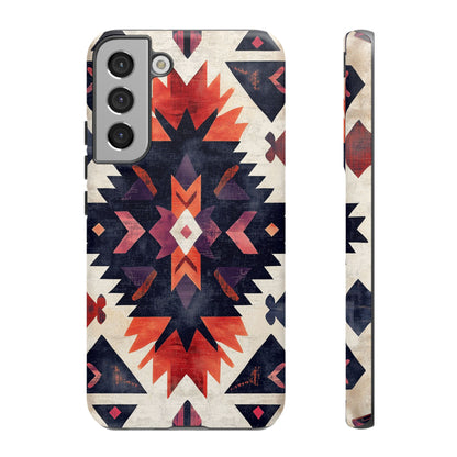 Boho Tribal Starburst Tough Samsung Galaxy  Case – Vibrant Geometric Design, Dual-Layer Protection
