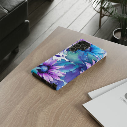 Purple & Teal Watercolor Floral Samsung Galaxy Case - Artistic Flower Design