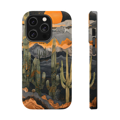 Desert Dusk MagSafe iPhone Case - Cacti Silhouettes & Sundown Hues for iPhone 15, 14, and 13 Series