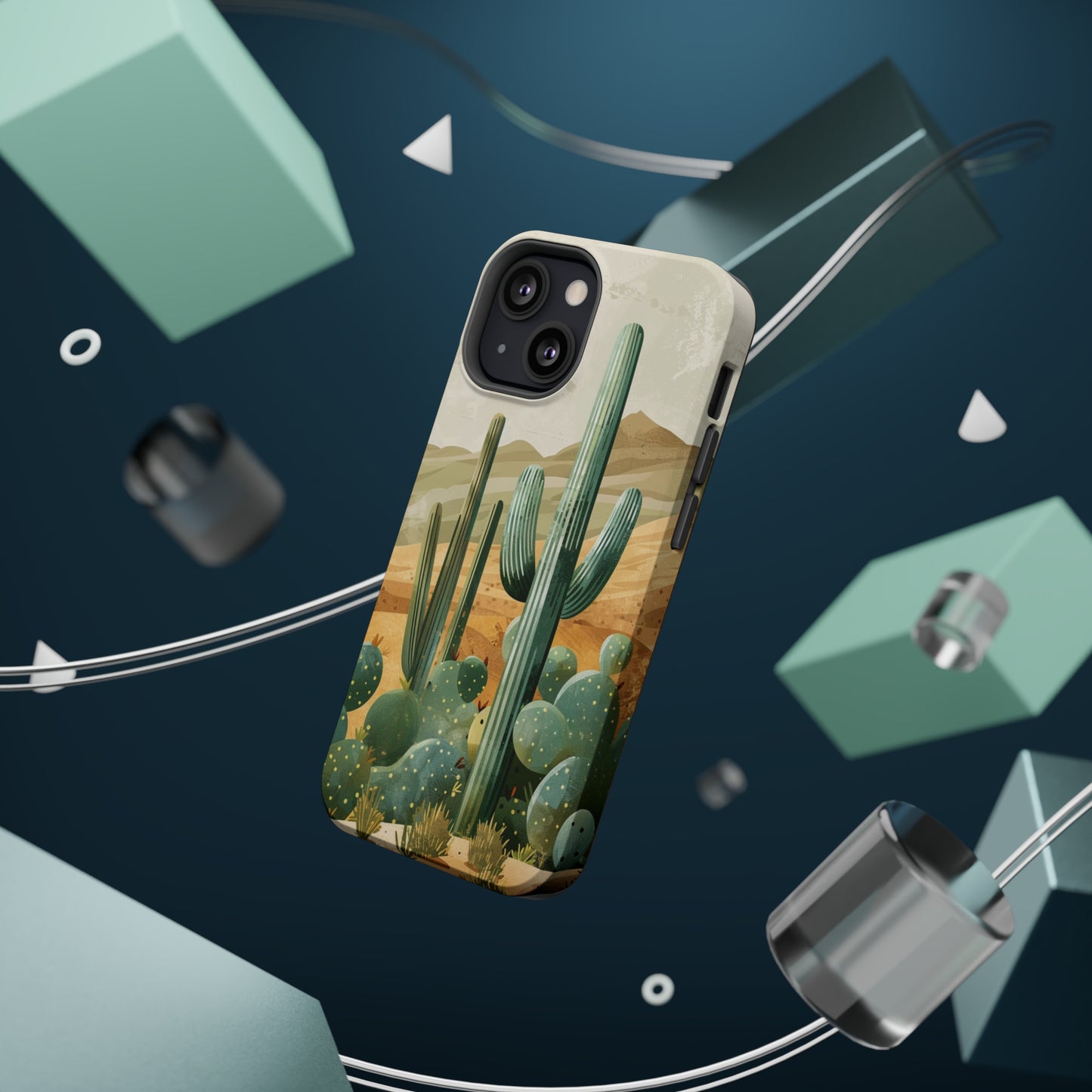 Desert Oasis MagSafe iPhone Case - Embrace the Western Spirit With Cactuses For Your iPhone 15, 14, 13, Pro, Plus, & Pro Max