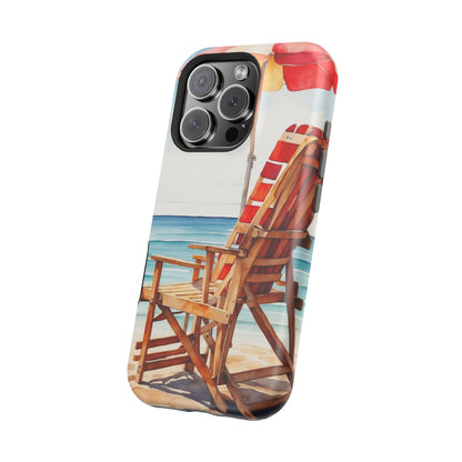 Beach Bliss MagSafe iPhone Series Case – Relaxing Seaside Chair and Umbrella Design