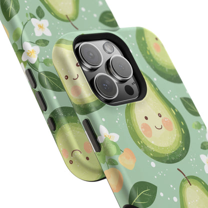 Smiling Avocados Tough MagSafe iPhone Case – Cute Avocado Design, Dual-Layer Protection