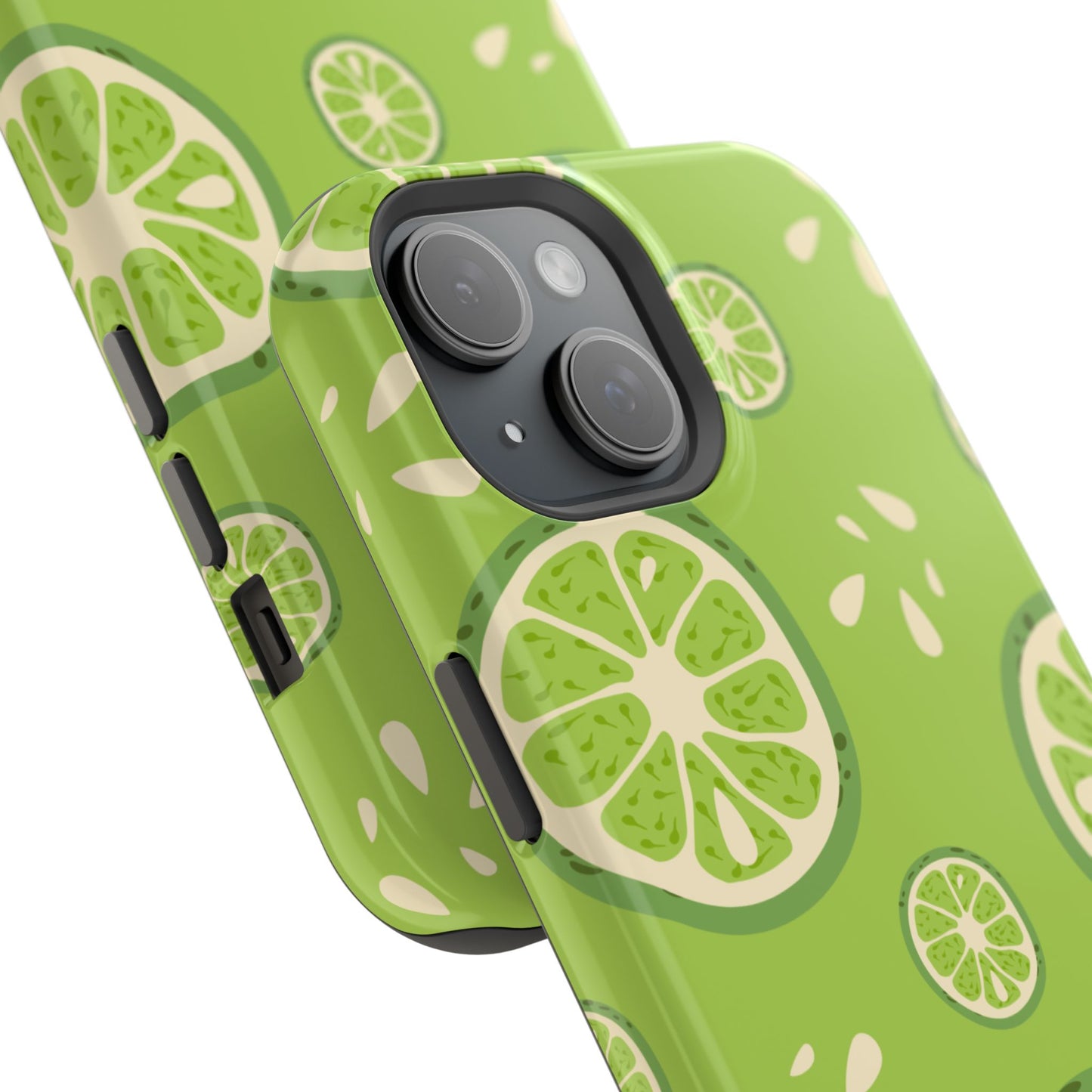 Zesty Lime Splash Tough MagSafe iPhone Case – Fresh Citrus Design, Dual-Layer Protection