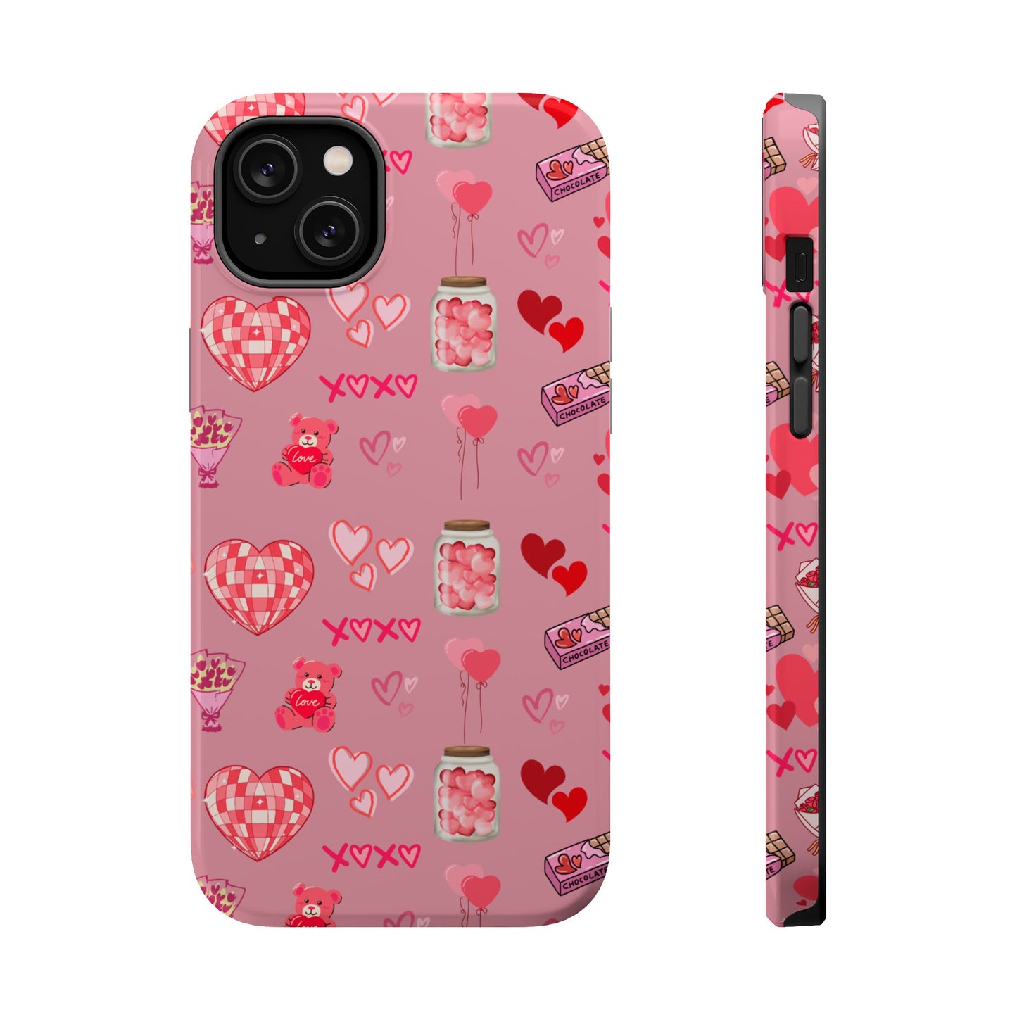 Pink Valentine Love Collage – MagSafe-Compatible iPhone Case