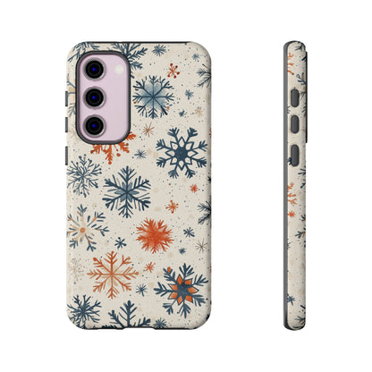 Rustic Orange and Blue Snowflake Pattern – Samsung Galaxy Series Case