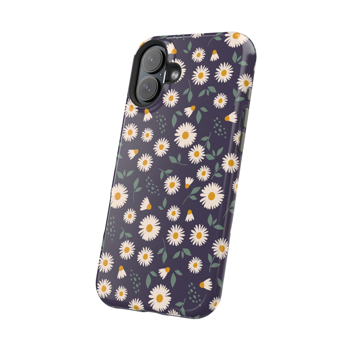 Midnight Daisy MagSafe iPhone Case – Dark Navy Floral Design, Slim and Protective