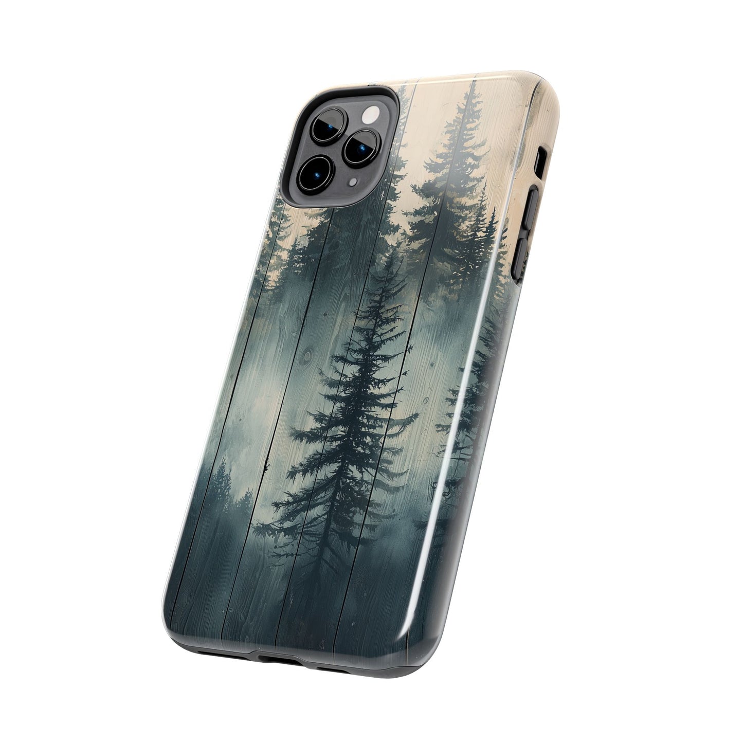 Misty Pine Forest Iphone Case - Nature-Inspired Wood Design Protective Cover