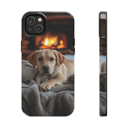 Cozy Golden Retriever by the Fireplace - iPhone Series Case