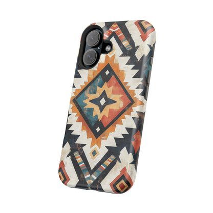 Vintage Southwestern Diamond Tough MagSafe iPhone Case – Rustic Tribal Design, Dual-Layer Protection