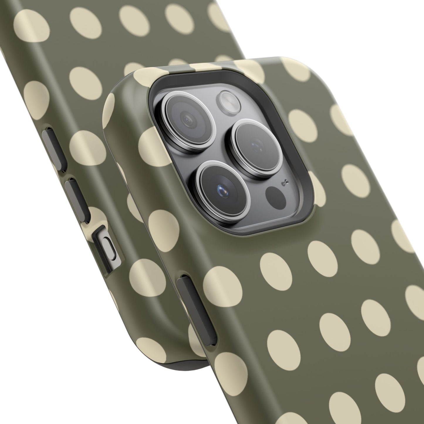 Vintage Green & Cream Polka Dots – MagSafe iPhone Case