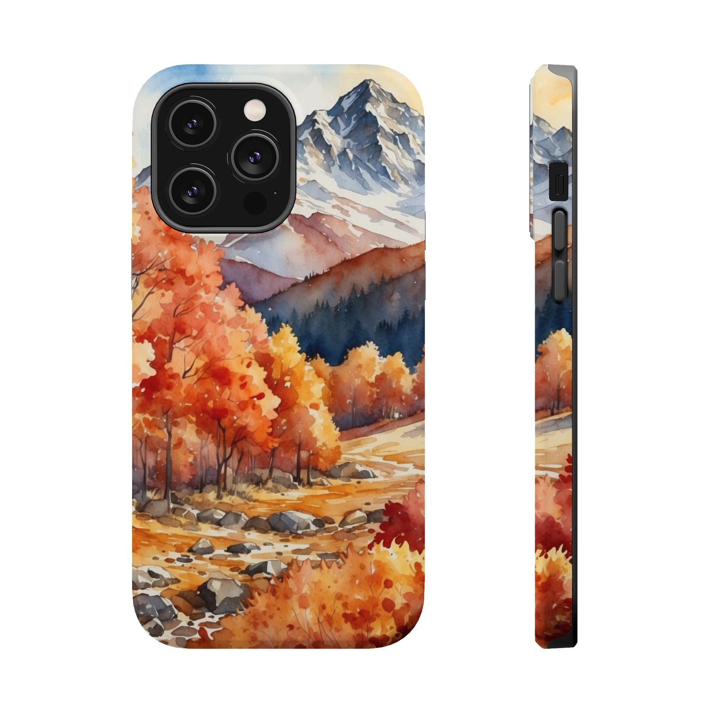 Watercolor Autumn Forest and Mountains - MagSafe iPhone Case