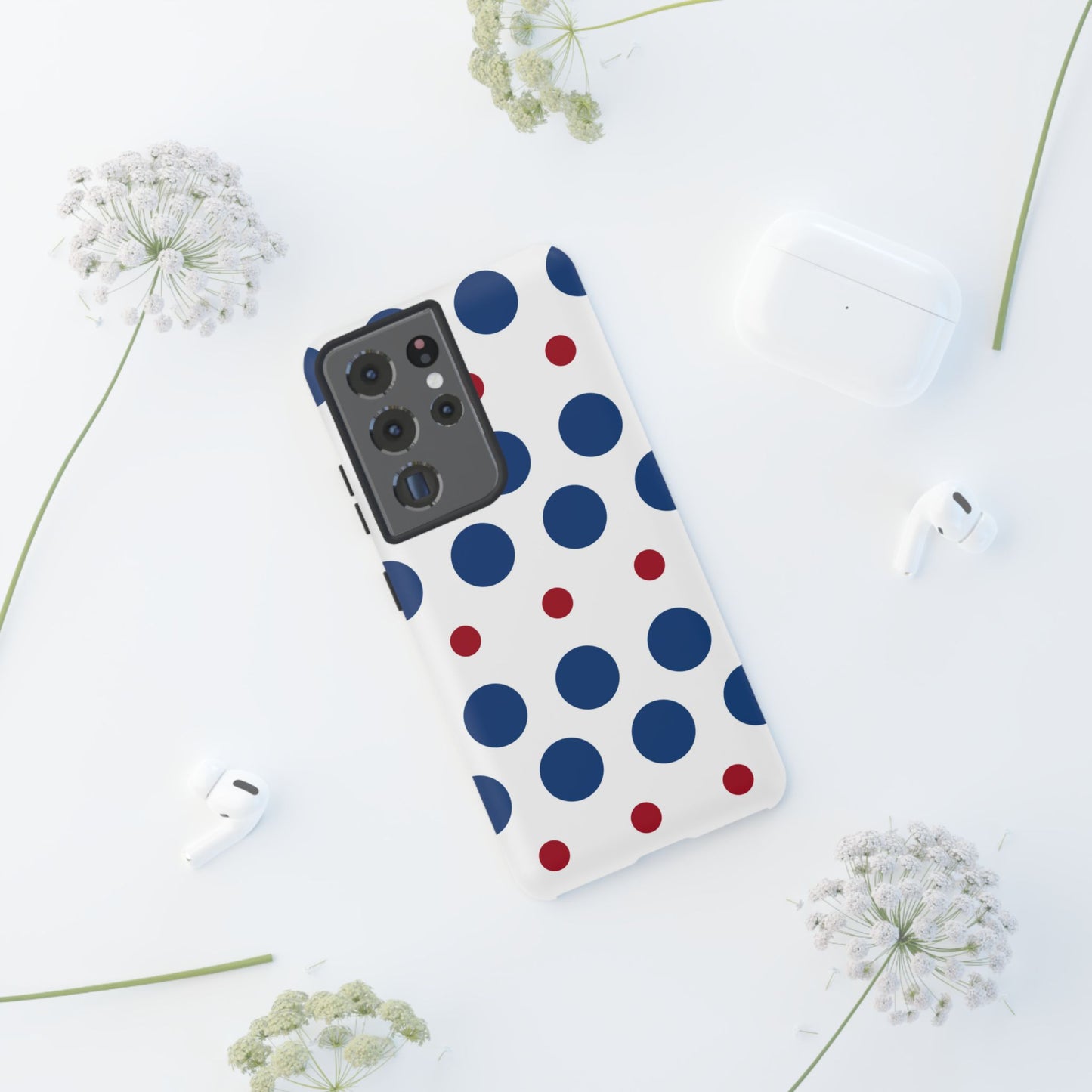 Bold Navy & Red Polka Dot Pattern – Samsung Galaxy Case