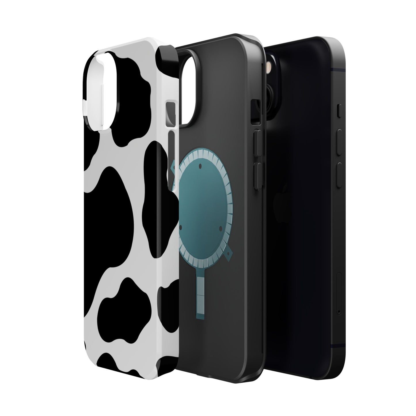 Chic Cow Print Tough Magsafe iPhone Case – Trendy Monochrome Animal Pattern with Dual-Layer Protection