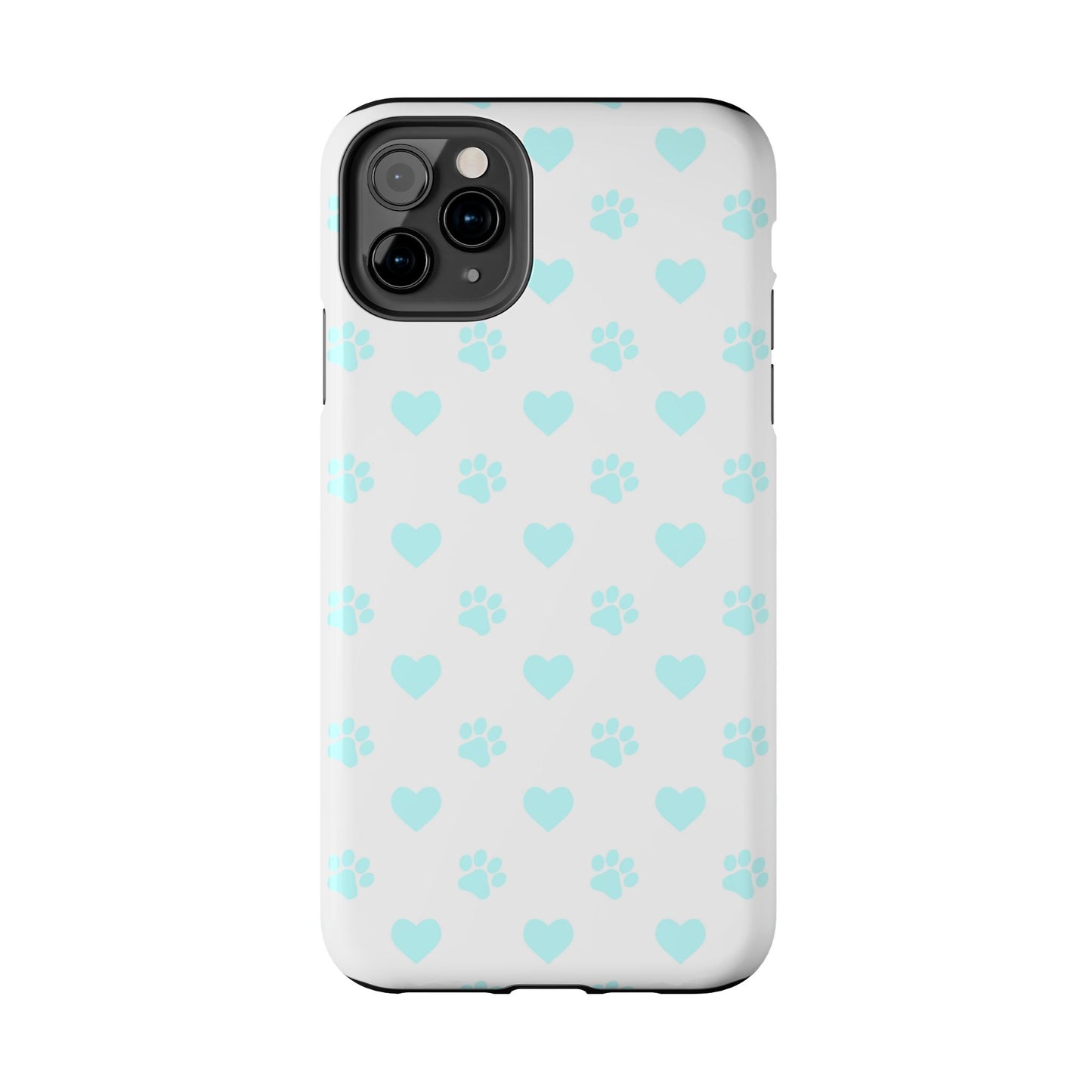 iPhone Case - Aqua Paw Print & Heart Design