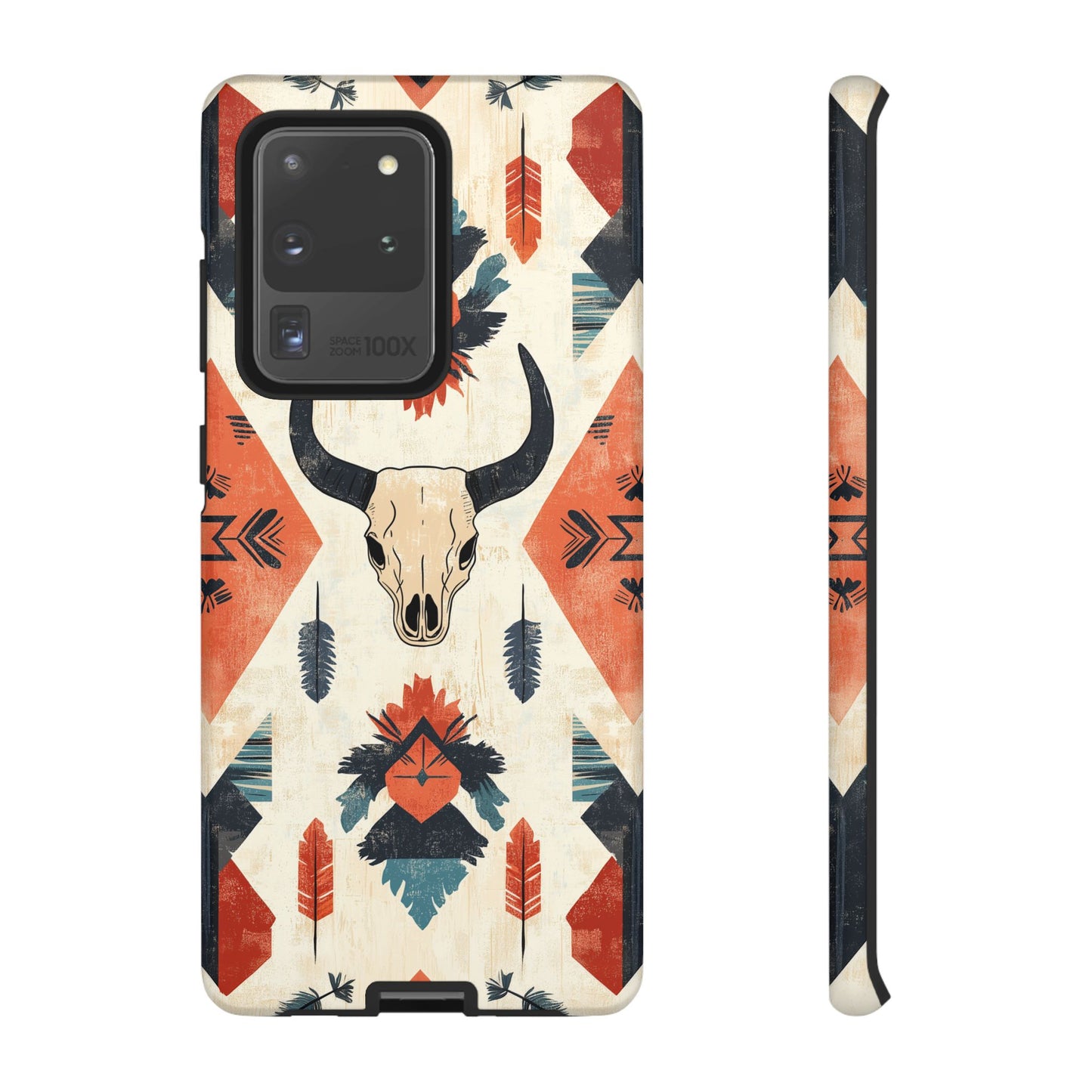 Southwestern Boho Skull Tough iPhone Case – Durable Matte Finish, Dual - Layer Protection - BOGO Cases