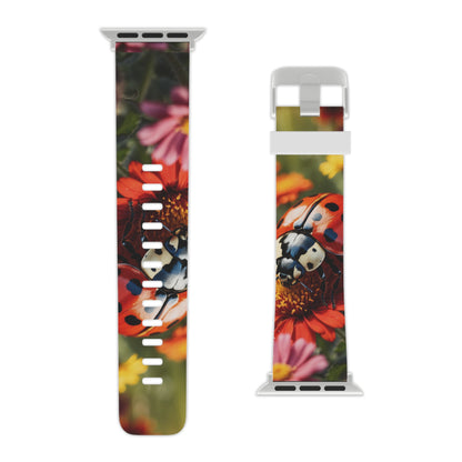 Ladybug on Orange Daisy Apple Watch Band