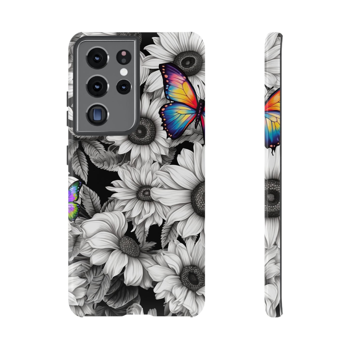 Rainbow Butterflies & Monochrome Sunflowers – Samsung Galaxy Case