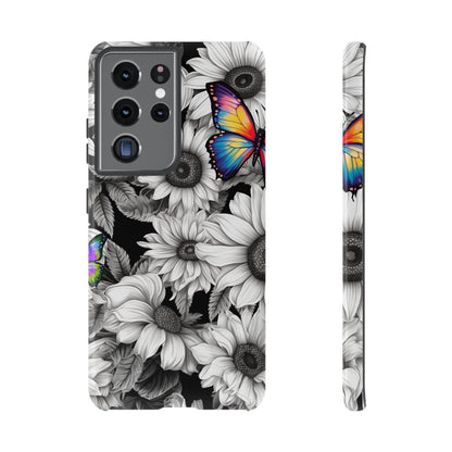 Rainbow Butterflies & Monochrome Sunflowers – Samsung Galaxy Case