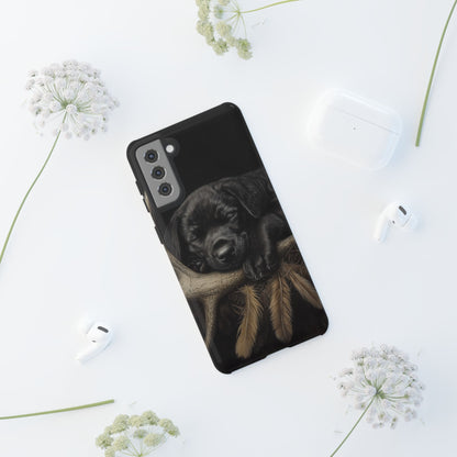 Adorable Black Labrador Puppy on Feathers Samsung Galaxy Case