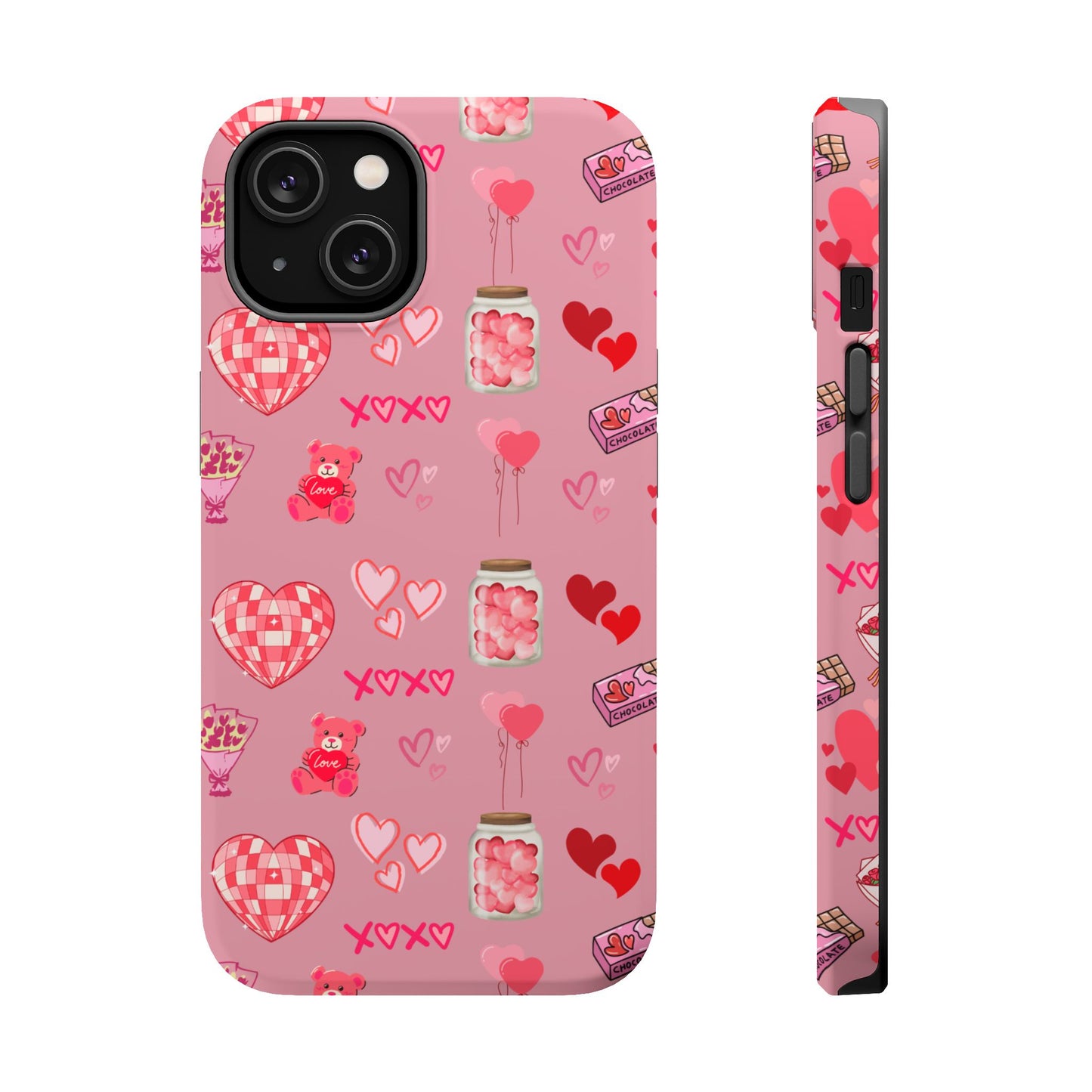 Pink Valentine Love Collage – MagSafe-Compatible iPhone Case