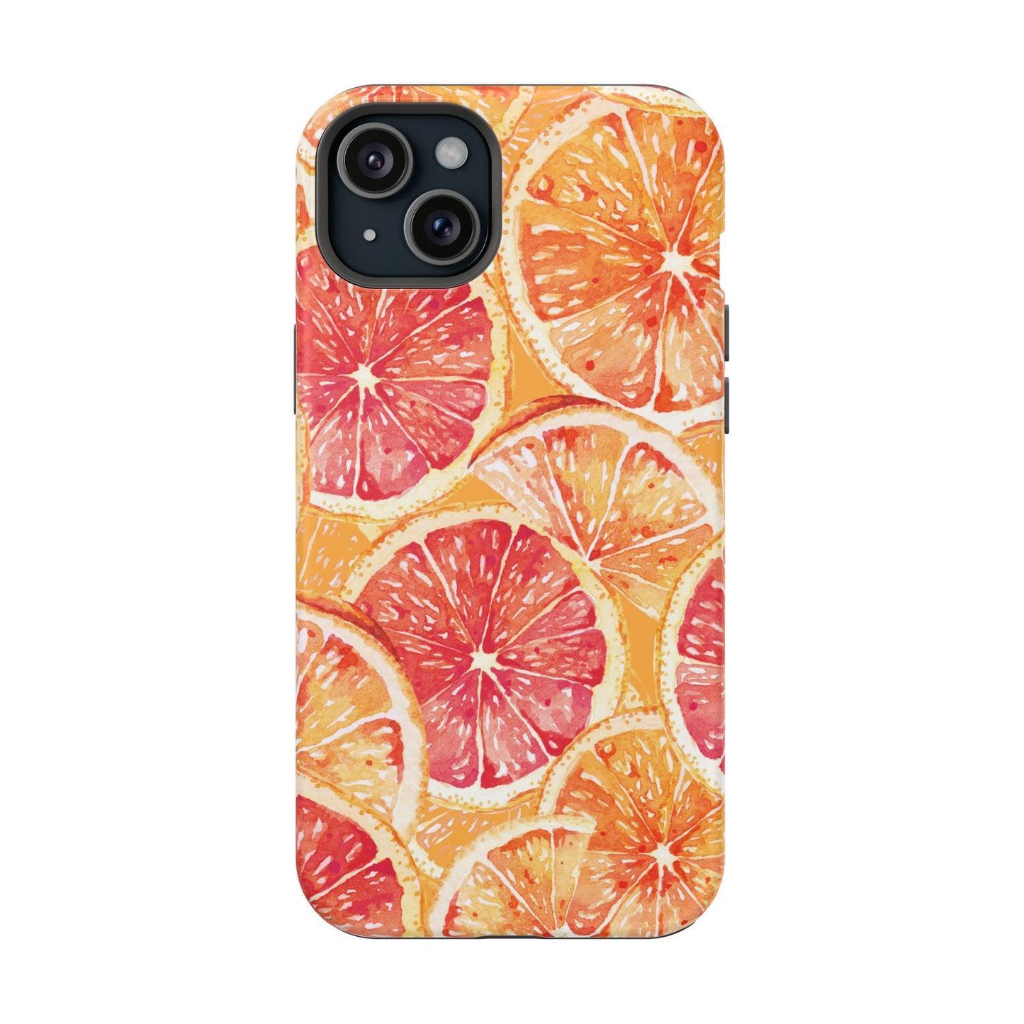 Watercolor Citrus Splash Tough MagSafe iPhone Case – Vibrant Fruit Print, Shock-Resistant Design