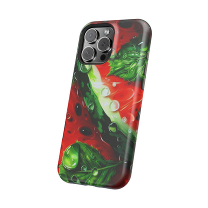 Juicy Watermelon & Mint MasSafe iPhone Case – Tough Dual-Layer, Vibrant Summer Design