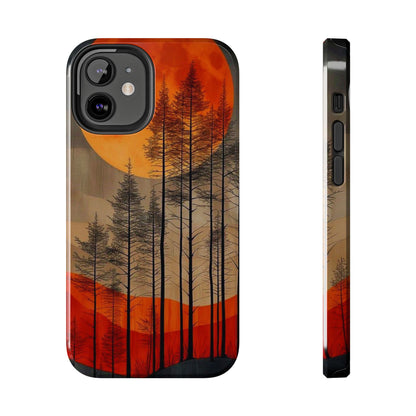 Moody Forest Moonrise iPhone Case – Dark Landscape Design, Dual-Layer Protection