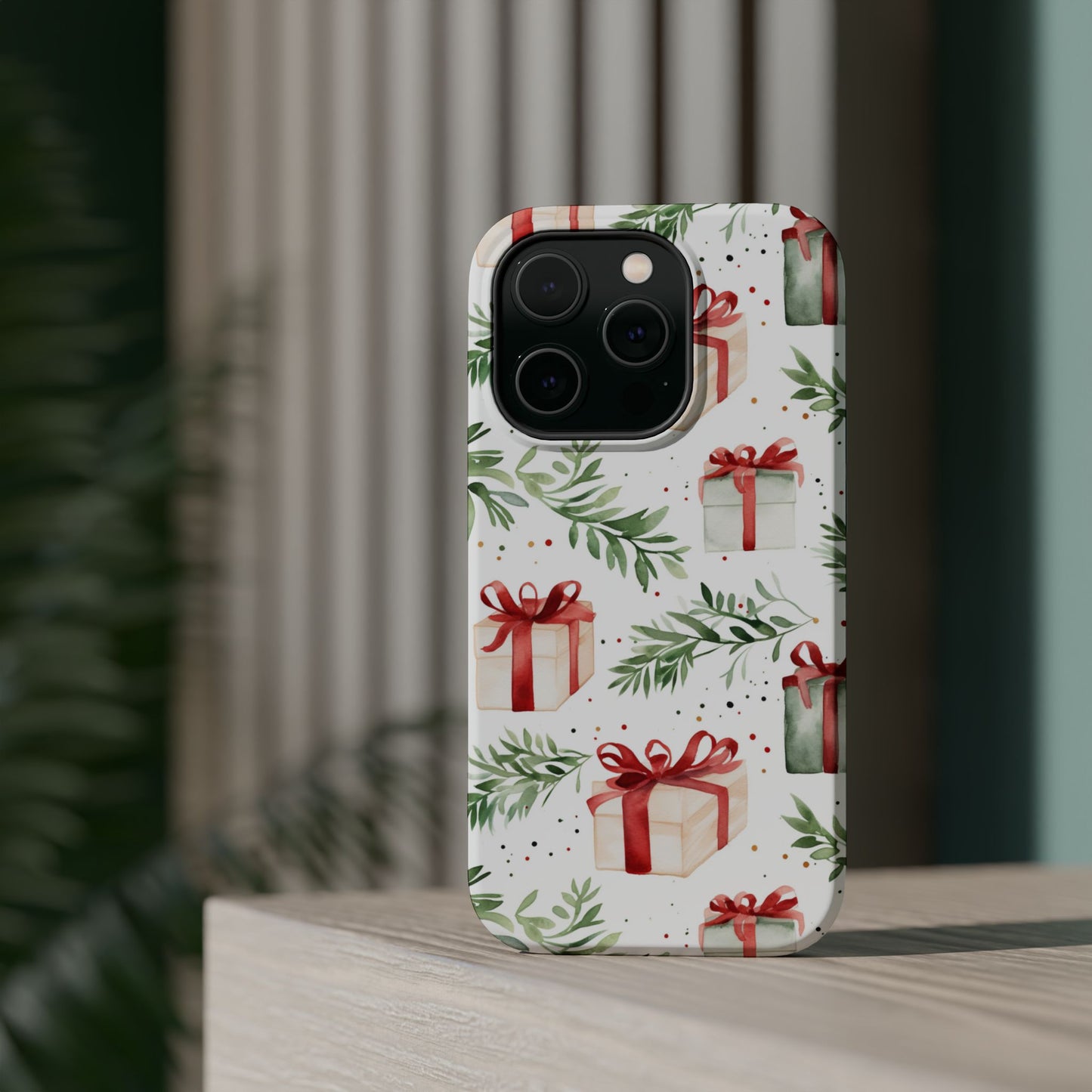 Watercolor Holiday Gifts & Greenery - MagSafe iPhone Series Case