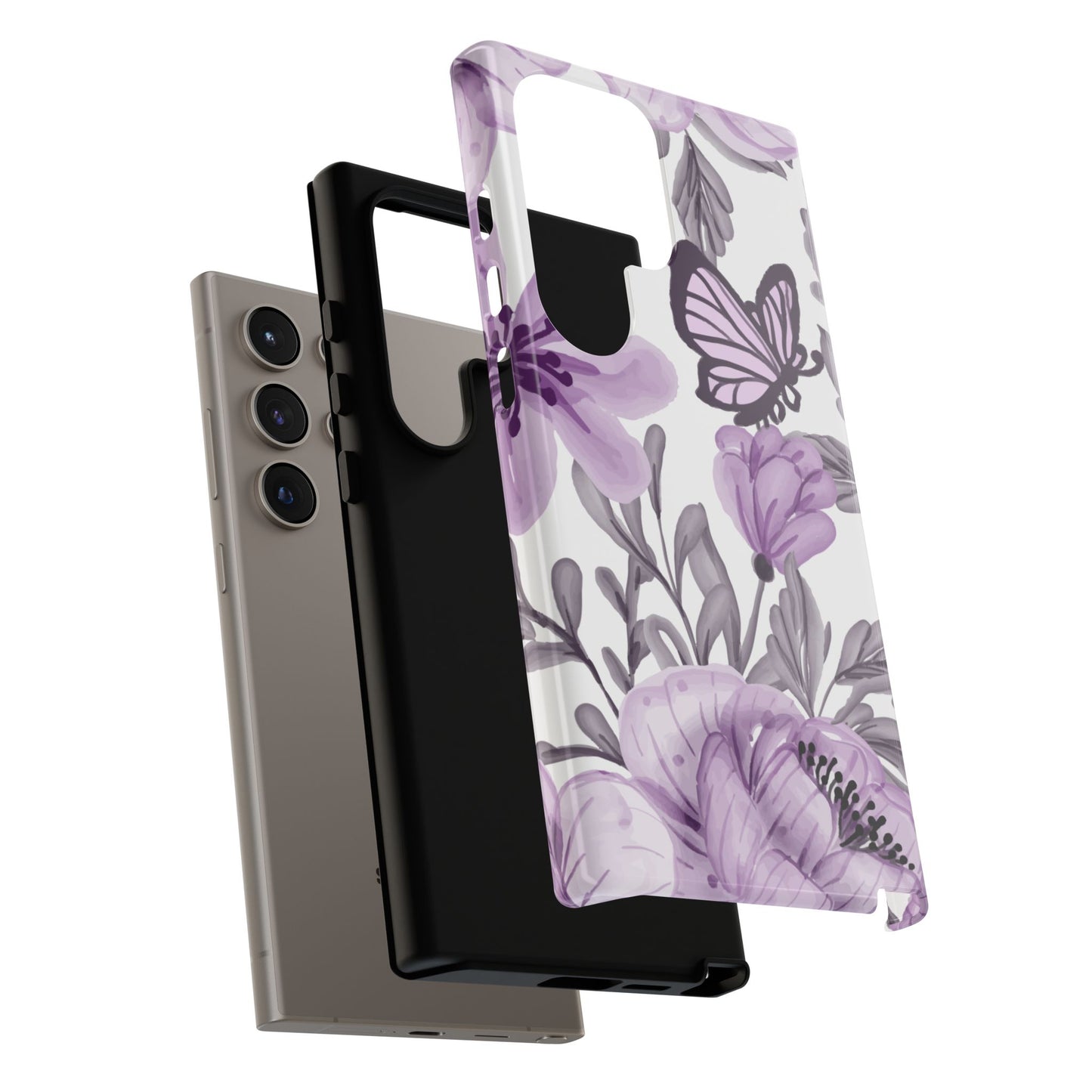 Lavender Bloom Butterfly Samsung Galaxy Case – Delicate Floral Design with Watercolor Details