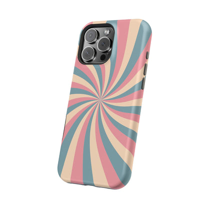 Vintage Pastel Swirl MagSafe iPhone Case – Dual-Layer Protection with 70s-Inspired Design