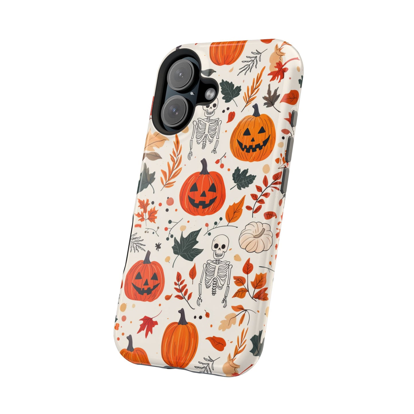 Halloween Pumpkin & Skeleton MagSafe iPhone Case – Spooky Autumn Design