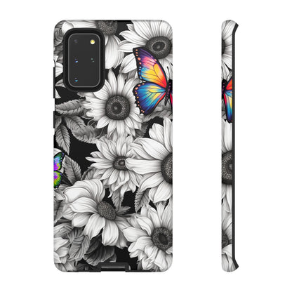 Rainbow Butterflies & Monochrome Sunflowers – Samsung Galaxy Case